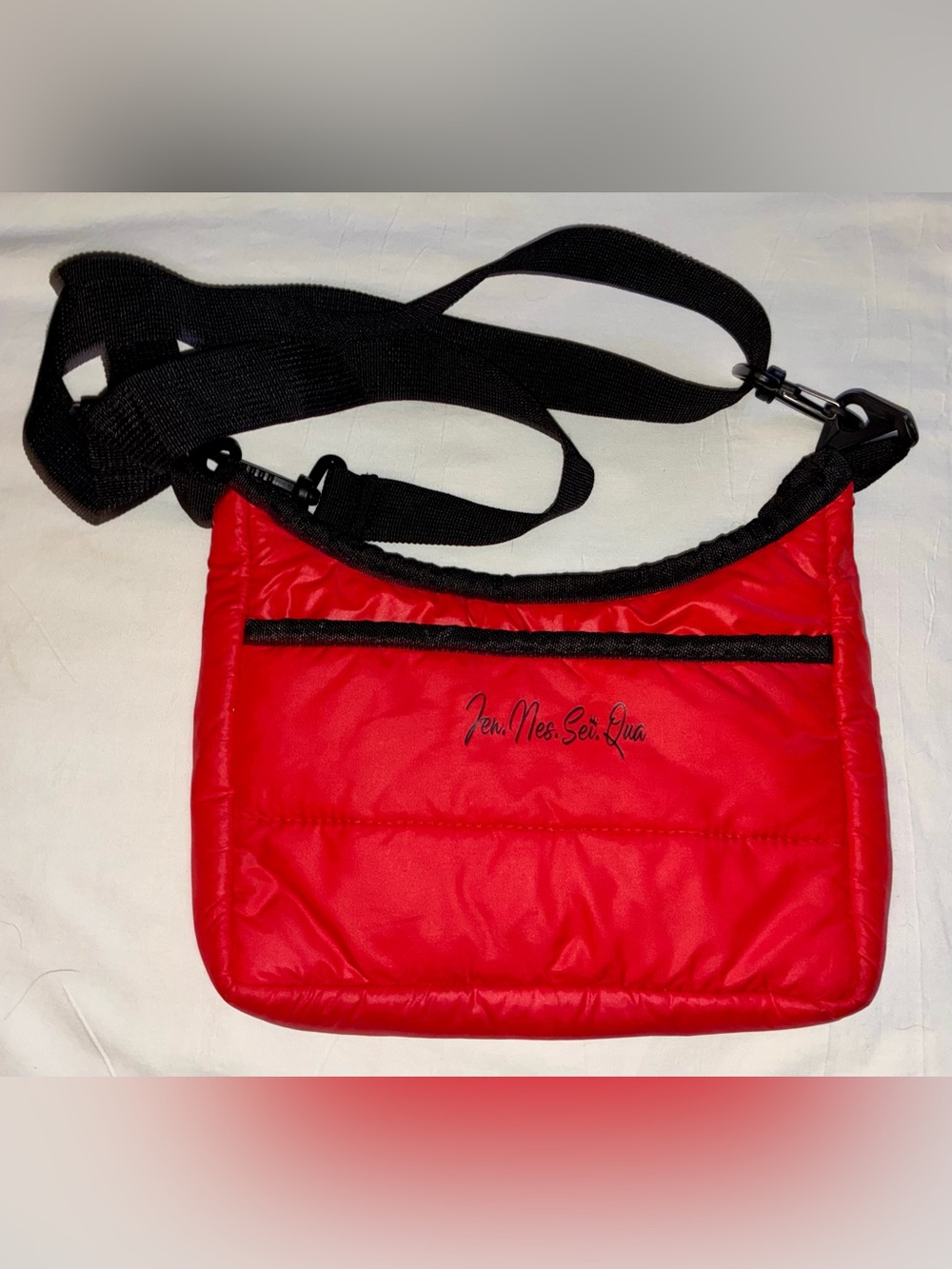 Jen Nes Sei Qua Red  Nylon Shoulder Bag Adjustable Strap Water Resistant New